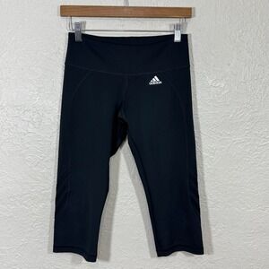 Adidas Leggings Med Cropped Low Rise Capri Climalite Y2K Tennis Prep Sporty Yoga